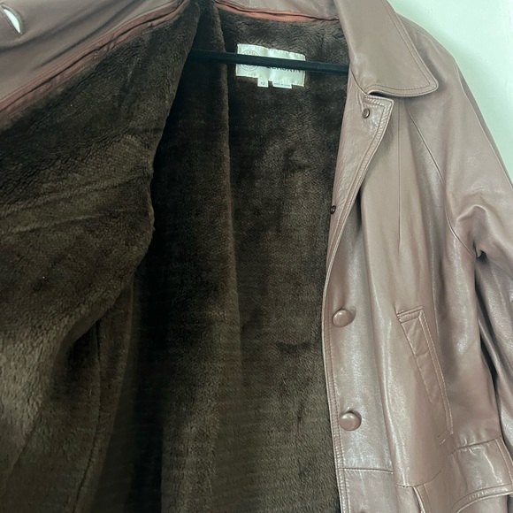 Vintage Brown Genuine Leather Utility Parka Size 12/ Large - Picture 3 of 8